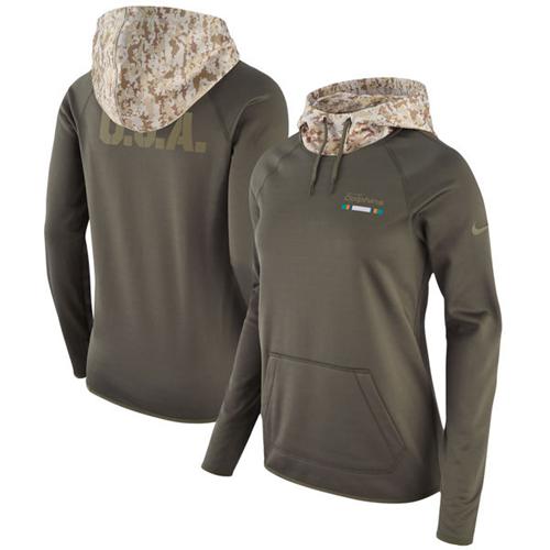Women's Miami Dolphins Nike Olive Salute to Service Performance Pullover Hoodie